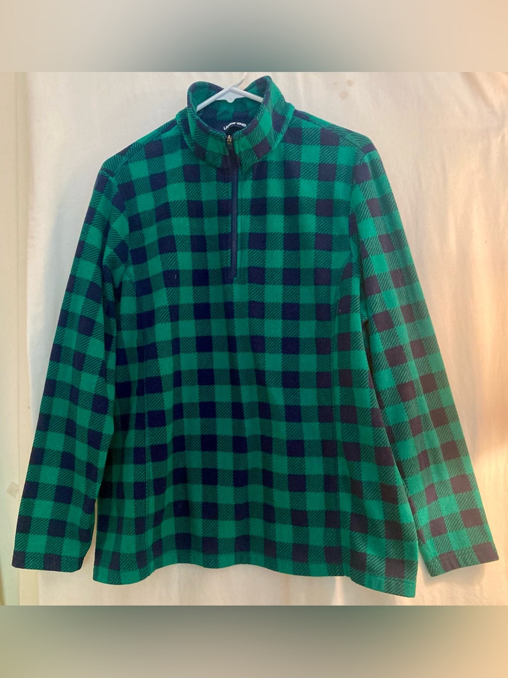 Lands' End Green Checkered Pullover Half Zip Size XL